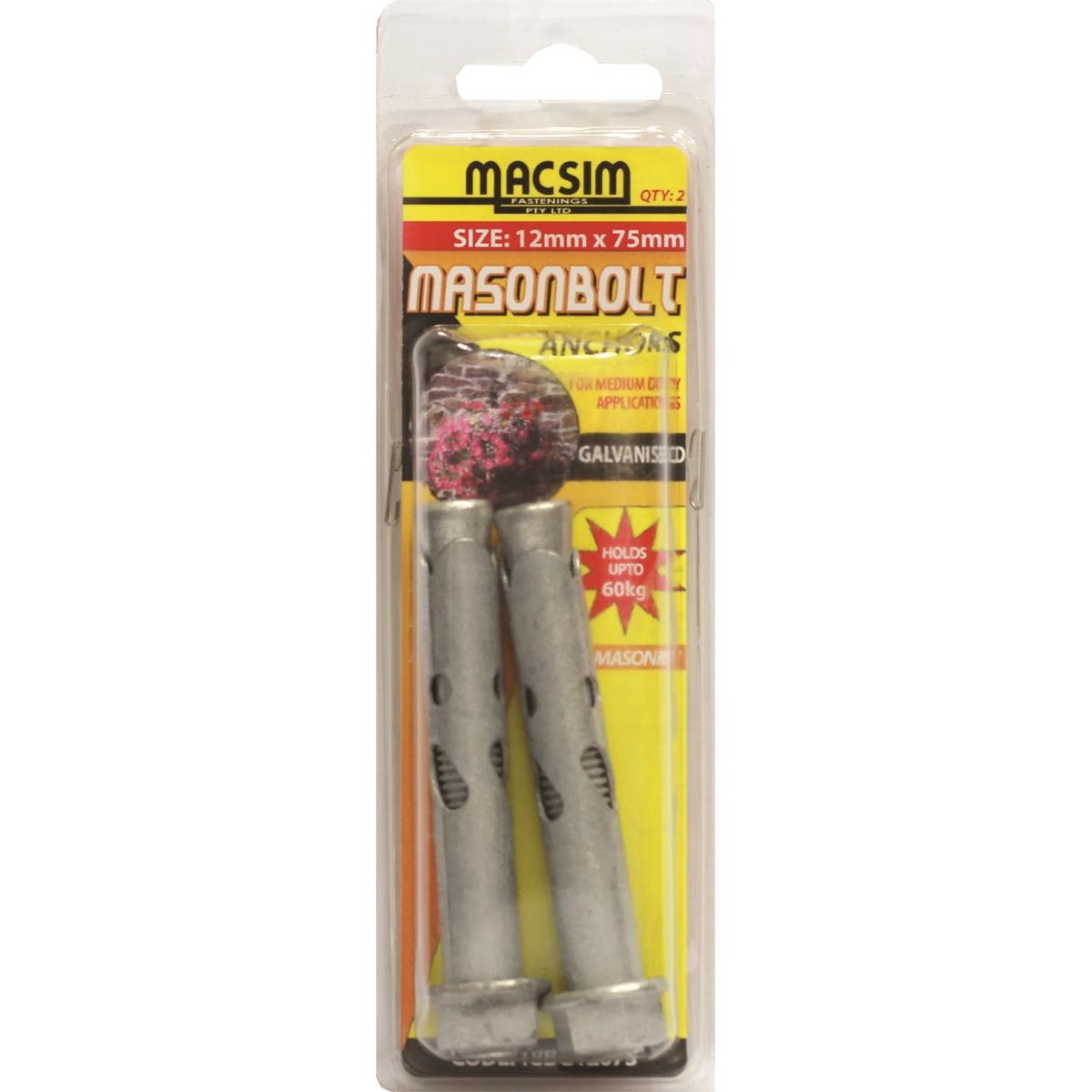 Macsim Fasteners 12 x 75mm Galvanised Sleeve Anchor - 2 Pack - Bunnings ...