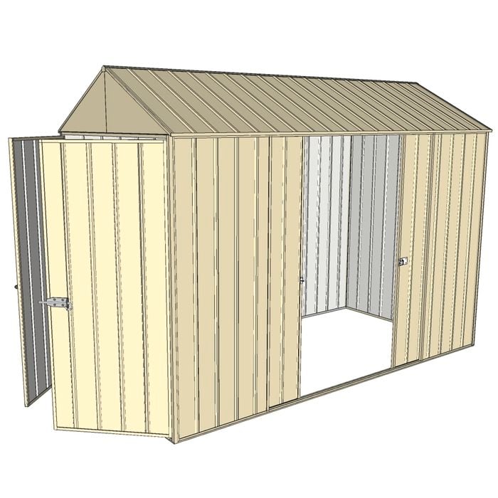 Build-a-Shed 1.5 x 3.0 x 2.3m Double Sliding Side Door Gable Shed - Cream