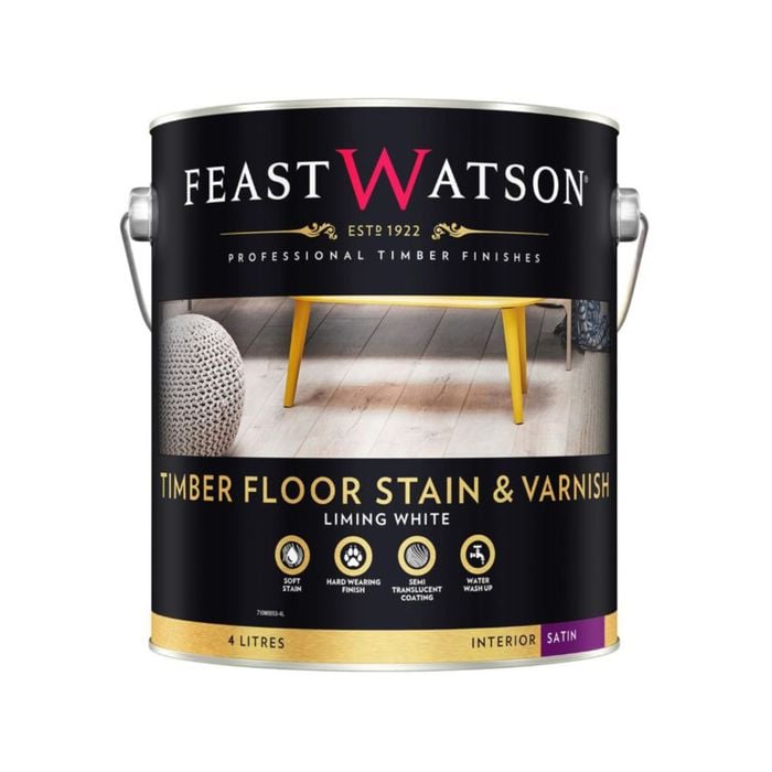 Feast Watson 4L Liming White Timber Floor Stain And Varnish