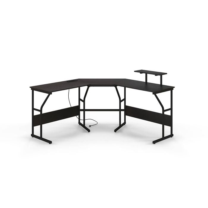 Costway Corner Computer Desk L-shape Study Table W/power Outlet Black