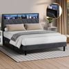 Oikiture Bed Frame Double Size With LED Storage Headboard