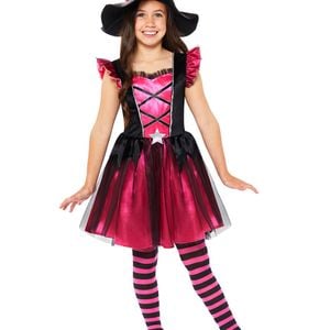 Pretty Pink Tutu Witch Girls Halloween Costume - 3-4
