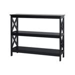 Costway 3-Tier Console Table Sofa Side Storage Shelf Black