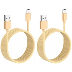 iWill 2 Pack 2m Long Data Transfer Charger Charging USB Type C Cable Cord Bulk Braided Gold Nylon