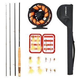 VEVOR Fly Fishing Combo Kit Black with Rod Bag Tackle Box 6 Short-Tail for Travel
