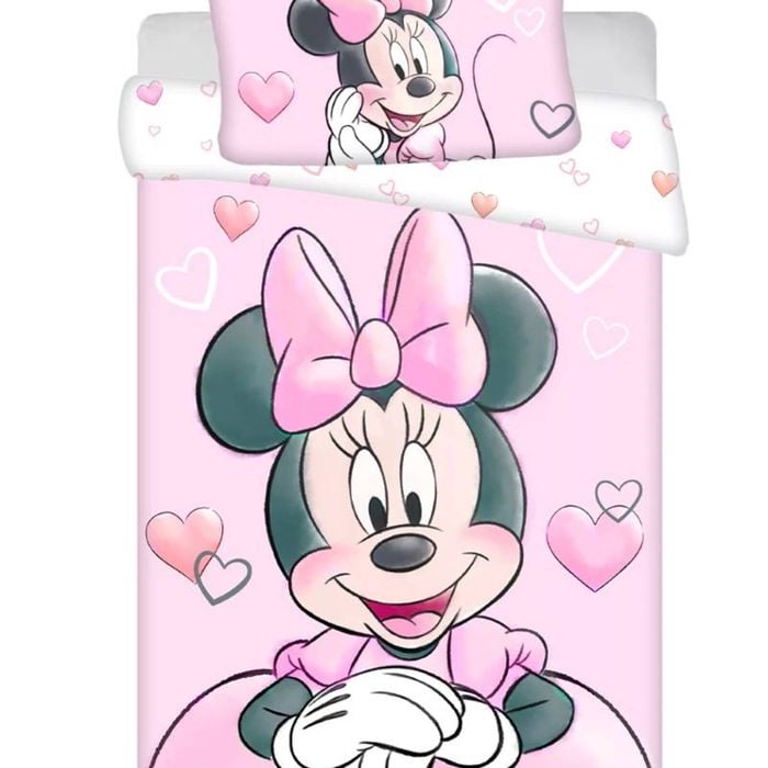 Disney Minnie Mouse Powder Pink Cotton Quilt Cover Set - Toddler Bed Size