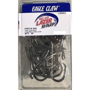 Eagle Claw L2004 Lazer Sharp Mid Wire Circle Fishing Hook 25 Pack 13/0