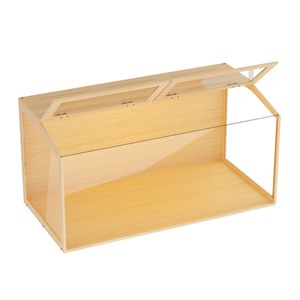BingoPaw Wooden Hamster Cage Tempered Glass Habitat with LED Light 100.7x50x50cm