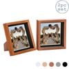 Nicola Spring Acrylic 3D Box Photo Frames with 6" x 6" Mounts - 8" x 8"  - Dark Wood - Pack of 2