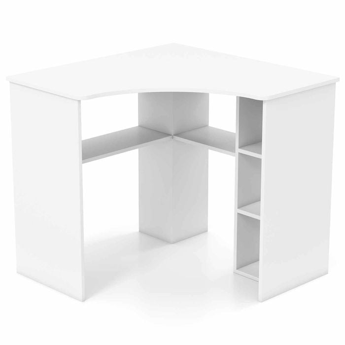 Costway Corner Computer Desk Writing Table Shelf Wooden Vanity Gaming