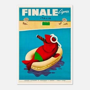 Galrie Vintage Finale Ligure Italy Travel Poster - Stunning Coastal Wall Art, Poster Only, A2 42 x 60cm (16 x 24inch)