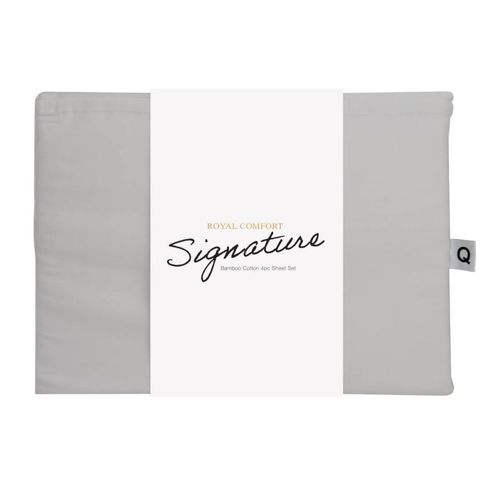 Royal Comfort Signature Bamboo Cotton Sheet Set Premium Bedding Grey Single