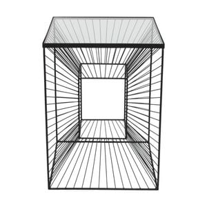 NF Living Grid Life Side Table 40x55cm Metal & Mirror Glass Finish - Black