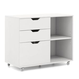 Costway 3 Drawer Mobile Filing Cabinet Rolling File Cabinet Storage Cabinet Home Office White