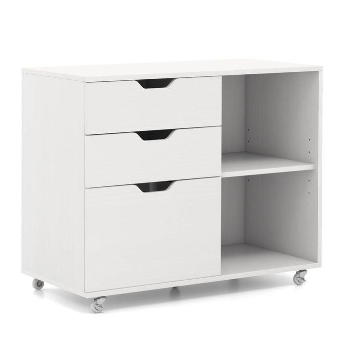 Costway 3 Drawer Mobile Filing Cabinet Rolling File Cabinet Storage Cabinet Home Office White