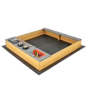 Costway Kids Wooden Sandpit Garden Bed With Kitchen Playset Natural