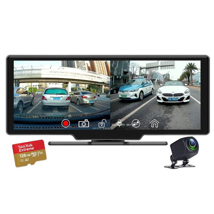 Elinz 10.26" Dashboard Carplay & Android Auto Real 4K Dash Cam 1080P Rear Camera WiFi ADAS 128GB U3 Card