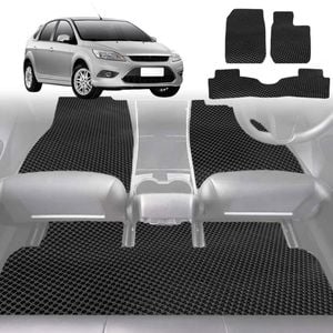 6D Diamond Car Floor Mats for Ford Focus 2005-2010-Full Set-Black-Outback GT