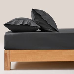 Dreamaker 250TC Cotton & Recycled Polyester Blend Fitted Sheet Set Charcoal Double Bed