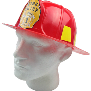 Fireman Hat Firemans Helmet Costume Dress Up Party Red Plastic Halloween Cap
