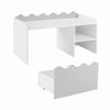 Costway Kid Scalloped Bookshelf Toy Storage Organizer Flip-up Grey
