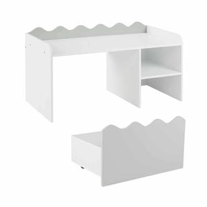 Costway Kid Scalloped Bookshelf Toy Storage Organizer Flip-up Grey
