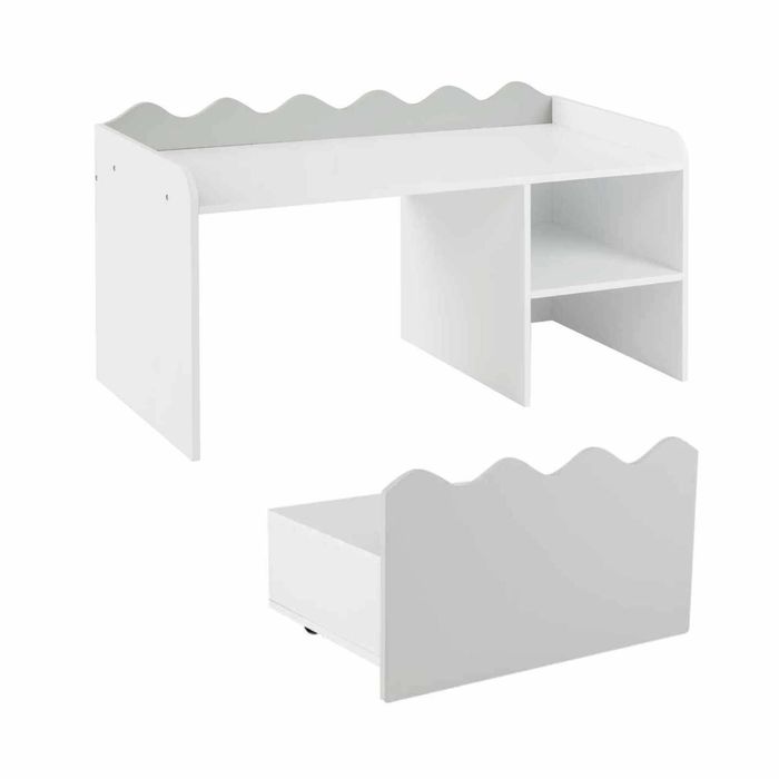 Costway Kid Scalloped Bookshelf Toy Storage Organizer Flip-up Grey