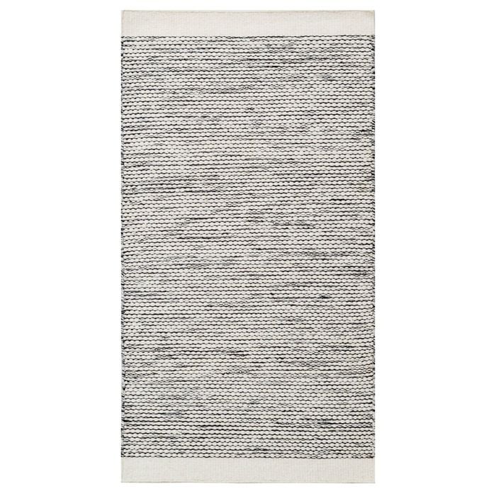 Handwoven Boondi Wool Rug-Ivory/Black-60x90cm