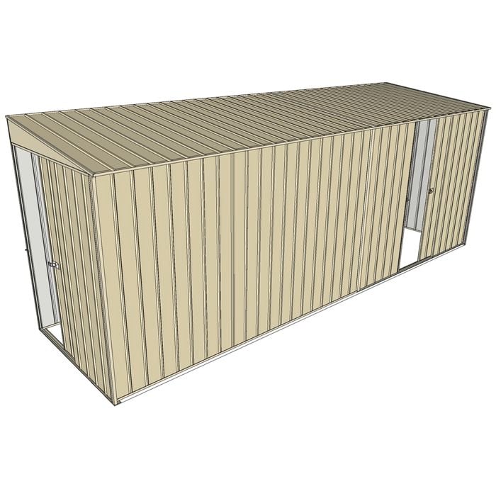 Build-a-Shed 1.5 x 5.2 x 2m Sliding Door Tunnel Shed with Sliding Side Door - Cream