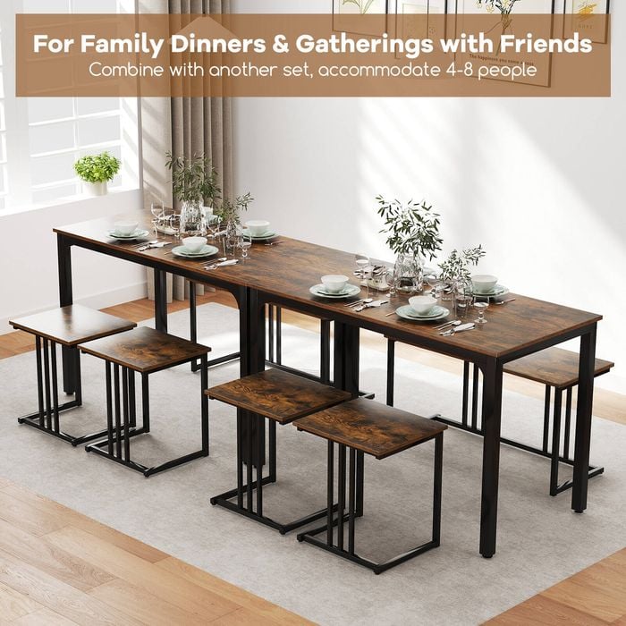 Costway 4PCS Dining Table Set Wooden Kitchen Restaurant - Bunnings ...