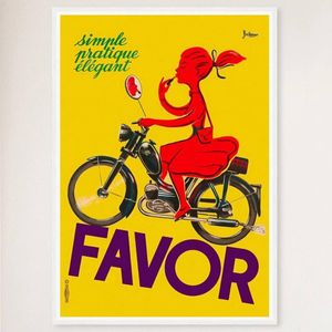 Galrie Charming Favor Lipstick Girl on Bicycle Vintage Poster for Home Décor Art Work, White Frame, A0 84 x 119cm (33 x 47inch)