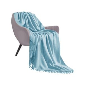 SOGA Sky Blue Acrylic Knitted Throw Blanket 130x220cm