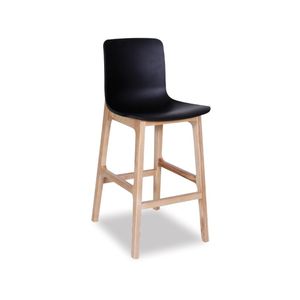 Ara Stool - Natural - Black Shell - Bar Bench Seat Height 74cm - Black Seat - Natural Ash legs