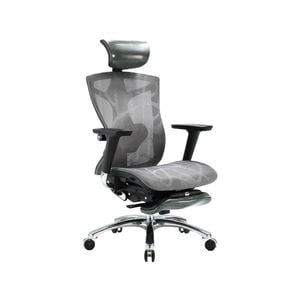 SIHOO V1 Office Chair with Premium Mesh Seat Headrest Armrest Lumbar Support and Footrest  (Grey)