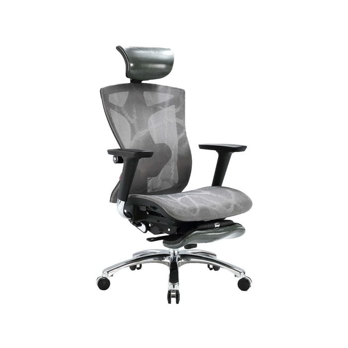 SIHOO V1 Office Chair with Premium Mesh Seat Headrest Armrest Lumbar Support and Footrest  (Grey)