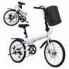 Advwin 20" Folding Bicycle With Shimano 6-speed, Front & Rear Reflectors & Basket & Bell For City Commuting