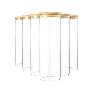 Argon Tableware Glass Storage Jars with Wooden Lids - 2 Litre - Pack of 6