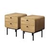 Oikiture 2x Bedside Table 2 Drawers Side Table Bedroom Nightstand Metal Natural