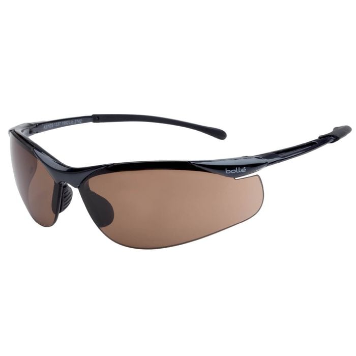 Bolle Safety Grey/Black Half Frame Contour Brown Lens Platinum Safety Glasses