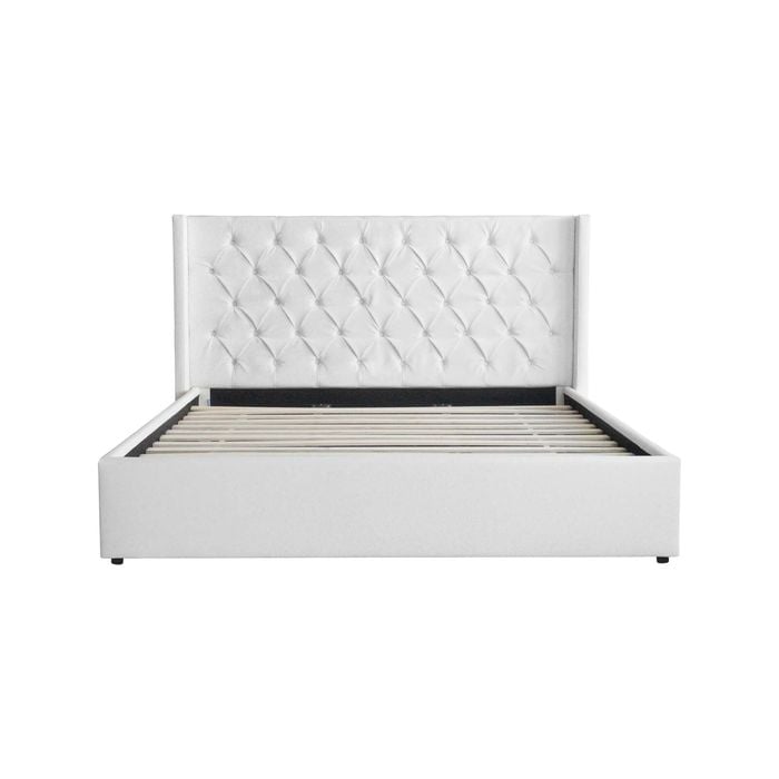 Hotshoppa Milano Royale White Leather Bed Frame King