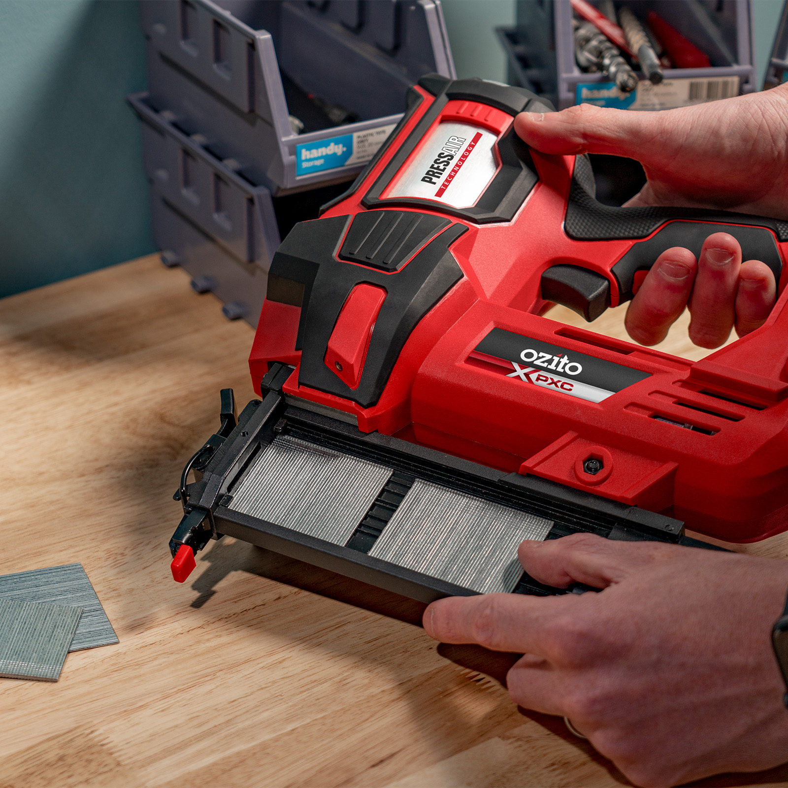 OZITO 18V Cordless 18GA Brad Finishing Nailer PXNGS 218 Skin Only Bunnings Australia
