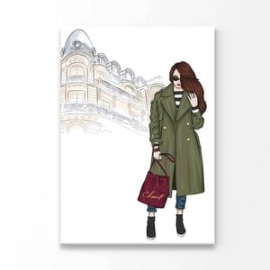 Green Girl with Red Bag Art Print 100% Australian Made 50x75cm (Stretched Canvas)