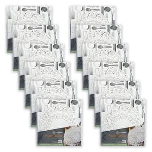 12x 60pc Topchef Multi-Size Round Paper Lace Doilies Pack White Assorted