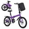 Advwin 20" Folding Bicycle With Shimano 6-speed, Front & Rear Reflectors & Basket & Bell, Dual Brake System For City Commuting