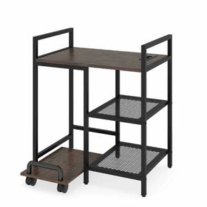 Costway Printer Stand Table Charging Station 3tier Shelves Pc Brown