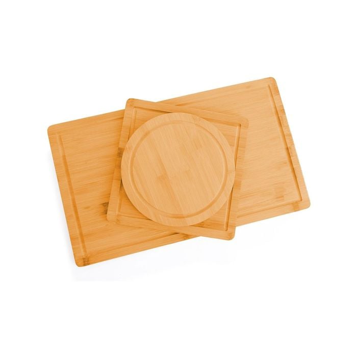 Carla Home 3 Pieces Bamboo Cutting Board With Juice Groove And Mobile Holder