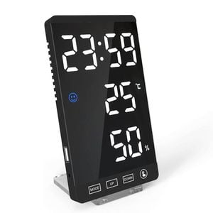 Catzon Digital Alarm Clock Mirror Touch With Temperature Humidity Usb Port
