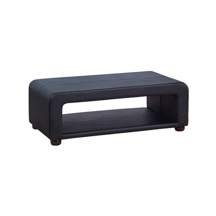 Coffee Table Upholstered PU Leather in Black Colour with open storage