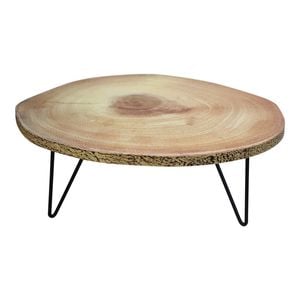 LVD Platform Wood Cut 34cm Display Stand w/ Metal Legs Large - Natural