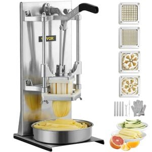 VEVOR Commercial Vegetable Dicer Silver French Fry Cutter with 4 Blades Wedge Slicer